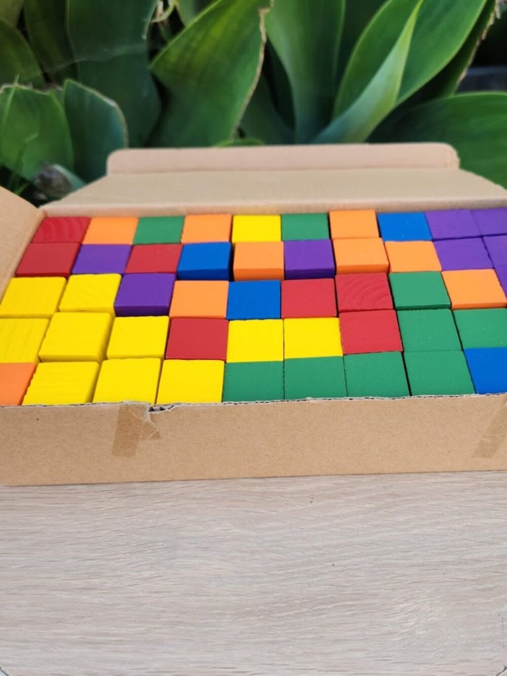 NEW 100 wood color Blocks 1" 6 colors math manipulatives cubes sorting patterns